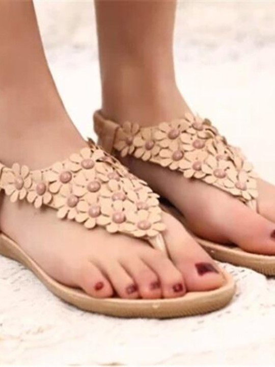 HOT piges åben tå flæse blomst flad sandal Oxford ankelrem strandsko