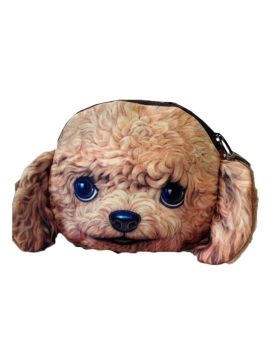 Novo Cão Bonito Rosto Zipper Caso Coin Purse Wallet Maquiagem Bolsa Cluthes &amp; Carteiras