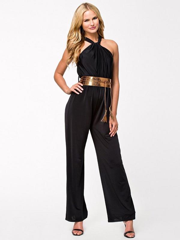 Lady&#39;s Halter Neck -haalari vyötärönauhahousuilla, yksiosainen iltacocktail-asu