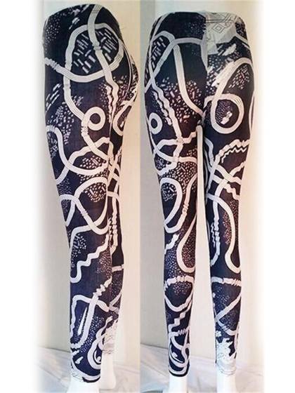 Women Fashion Black White Stripe Digital Print Leggings New Casual Legging