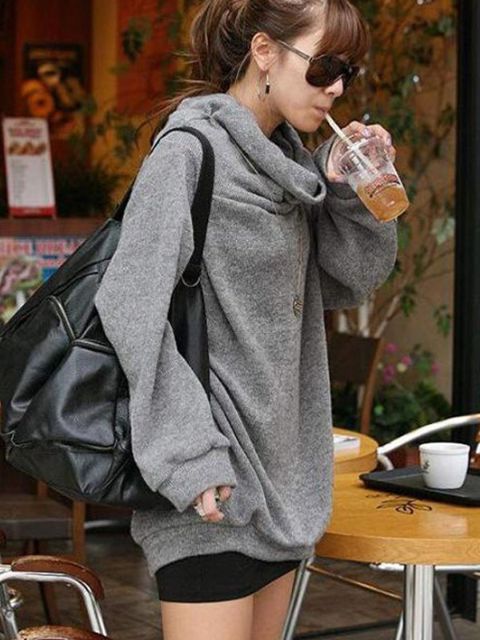 Naisten muoti pitkähihaiset villapuserot rento ohut korealainen collegepusero ja huppari