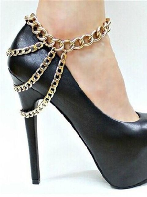 Naisten muoti Mutilayer-ketju tupsu nilkkurit Draped kerrostettu kantapää nilkka