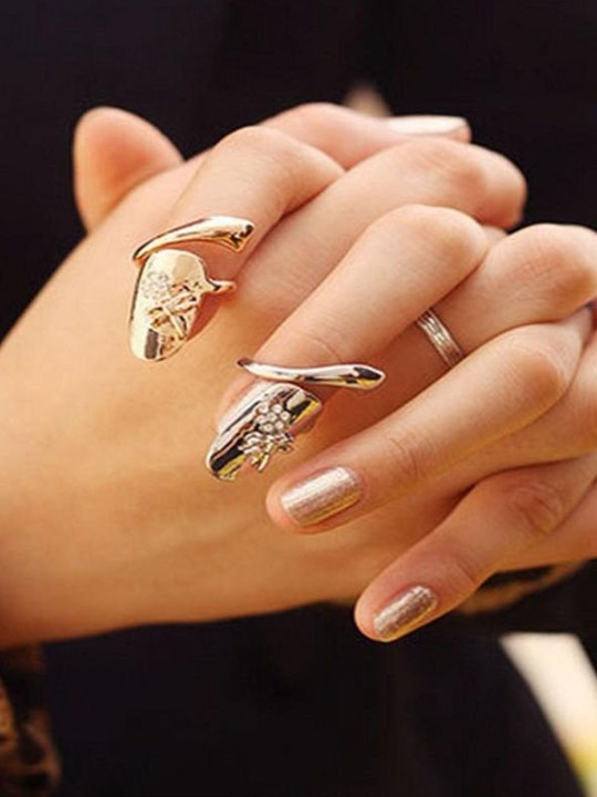 Oro / plateado libélula y flor dedo consejos Flash Flash accesorios Mujeres y niñas lindo diamantes de imitación anillos joyería