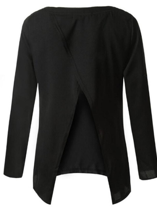 Femmes sexy à manches longues dos nu en coton haut décontracté vestes et manteaux