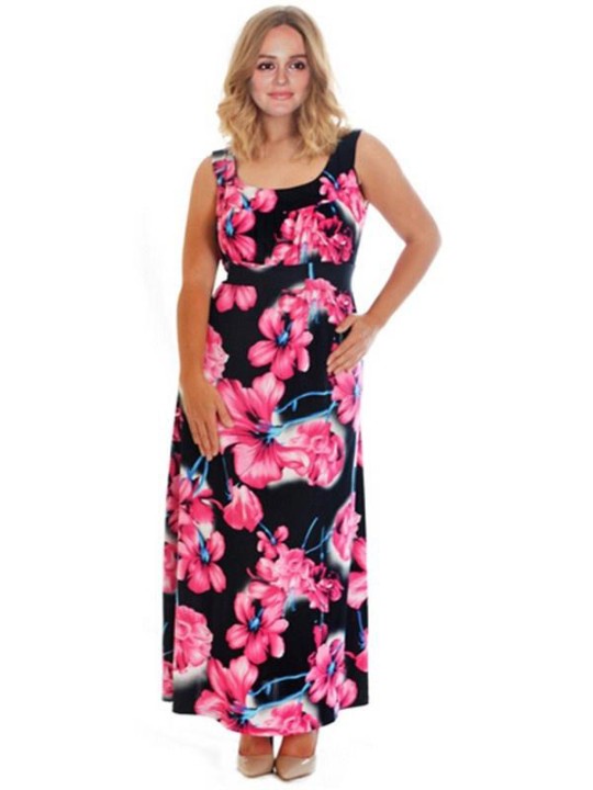 Sumartíska Konur Blómstraust frjálslegur frjálslegur maxikjóll vestikjóll Ströndarkjóll