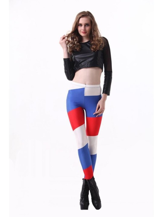 Football World Cup Digital Print Russia Flag Pants Leggings Sexy Slim Free Size