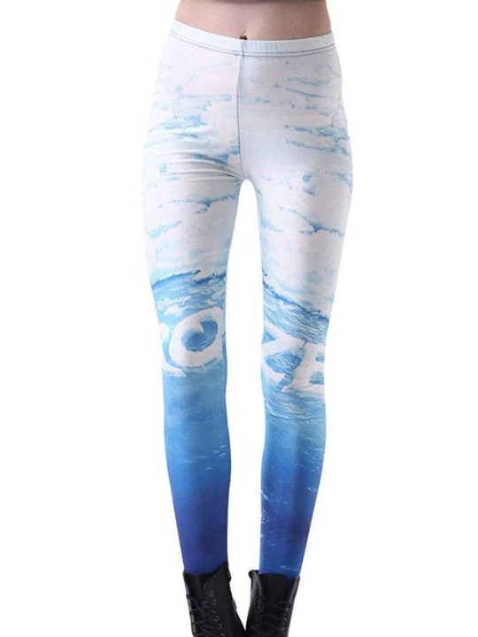 Pantalones de lápiz de las polainas de la cintura alta de la impresión digital de Froze Princess Pattern de las mujeres