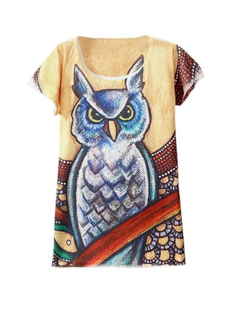 Dam Mode Casual Vit Rundhals Kortärmad Punk Rolig T-shirt Uggeltryck Grafisk blus topp