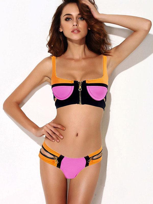 Bindi kjóll Strandfatnaður Röndóttur Push-up bikiní sundföt sundföt Jakkaföt Neon litur