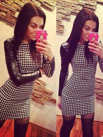 Robe de cocktail à manches longues et à la mode pour femmes