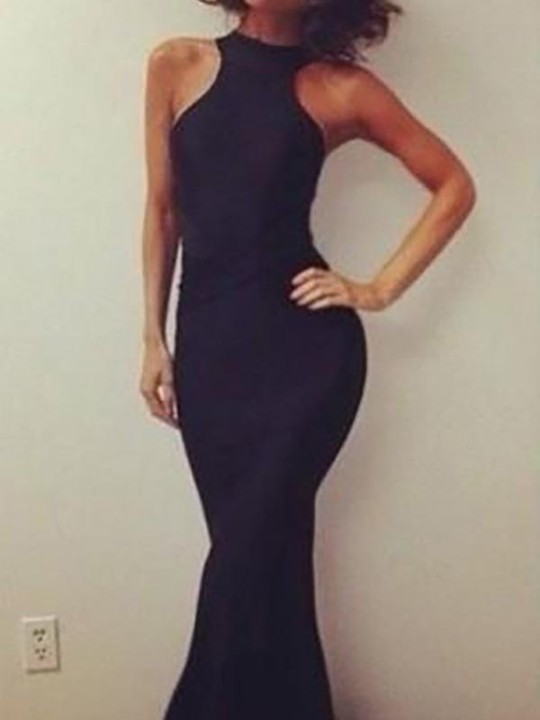 Frauen Mode Elegant Schwarz Backless Bodycon Maxikleid Für Cocktail / Party