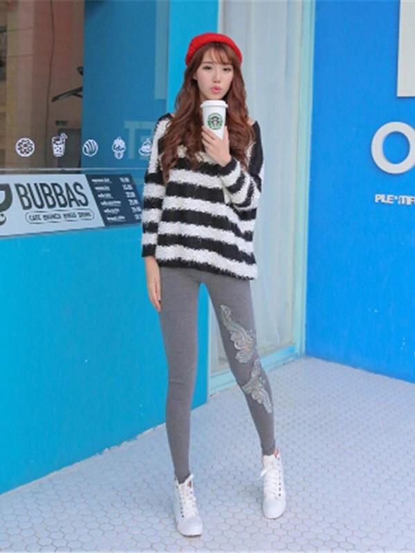 Leggings serrés évasés en dentelle florale en coton au crochet pour femmes