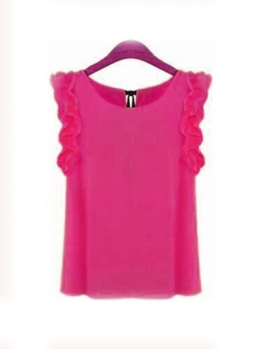 Chemise en mousseline de soie à col rond en dentelle de feuille de lotus pour femmes