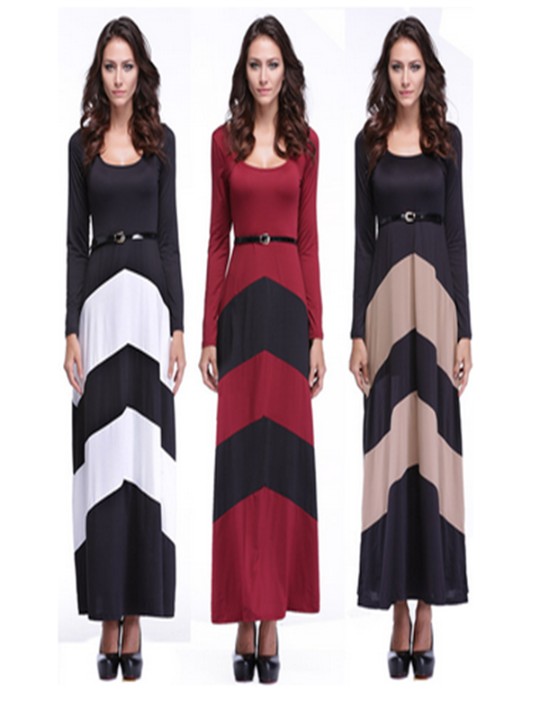 Women's Long Sleeve Slim Maxi Dresses Fashion Beach Long Dress