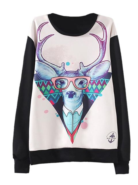 Kvinders forår efterår ny mode afslappet 3D-print rund hals langærmet sweatshirt Top pullovere overtøj