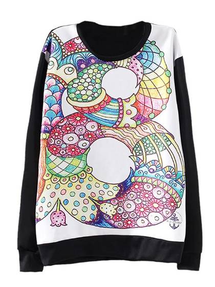 Kvinders nye mode forår efterår print afslappet rund hals langærmet sweatshirt top pullovere overtøj