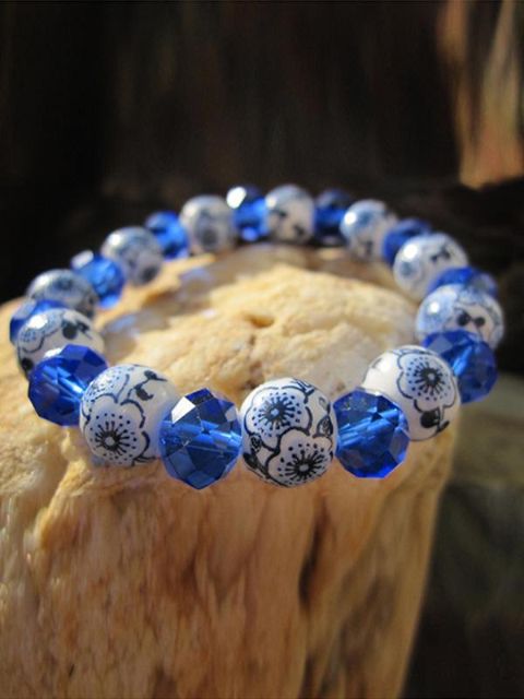Nouveau cristal bleu créatif Chine fleur bracelet en céramique accessoires de bijoux