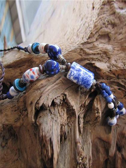Novo Criativo Venda Quente China Jingdezhen Artesanal Azul e Branco Porcelana Camisola Cadeia De Cerâmica Longa Colar de Jóias Acessórios
