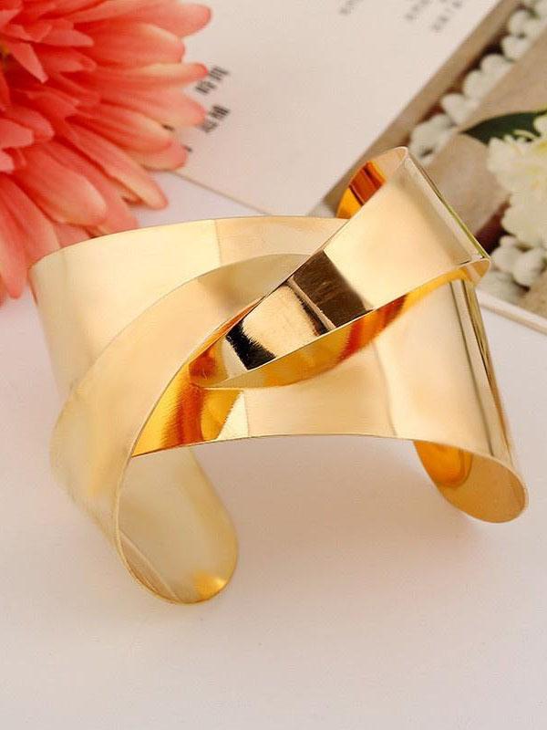 New Women's Hot Fashion Elegant Plating Gold Silver Opening Cuff Bangle Geometry Punk Beautiful Bracelets Jewelry
