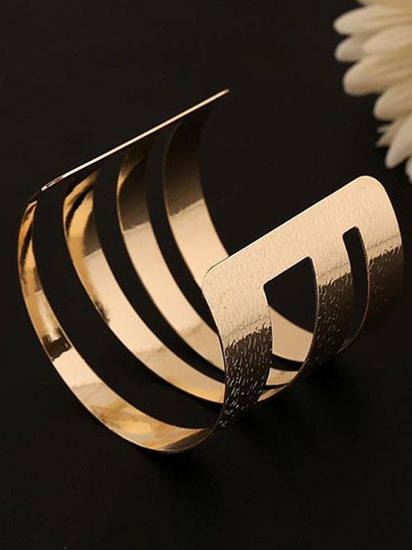 New Women's Hot Fashion Elegant Plating Gold Silver Opening Cuff Bangle Geometry Punk Beautiful Bracelets Jewelry