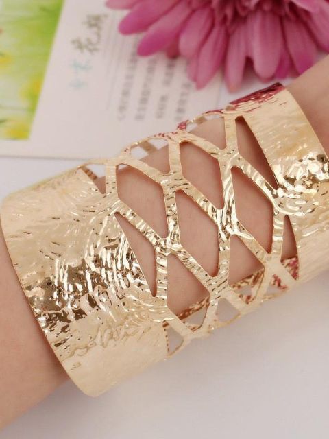 New Women's Hot Fashion Elegant Plating Gold Silver Opening Cuff Bangle Geometry Punk Beautiful Bracelets Jewelry