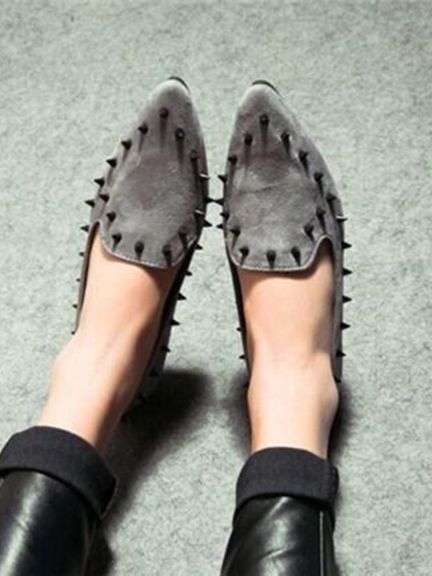 VintageRose Mode Blød bund Student Hvid nittepumper Fall Flats Heel Shoes