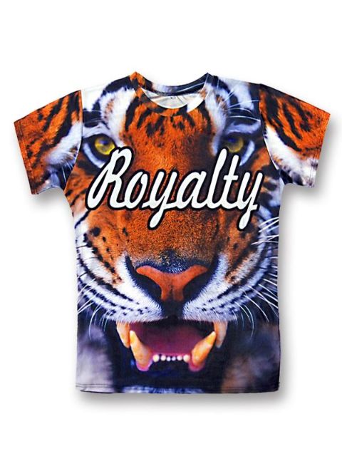 Tíska Hot 3D Print Sumar Wild Animal Tiger &quot;Royalty&quot; Cotton stuttar ermar frjálslegur T-bolur bolir teig