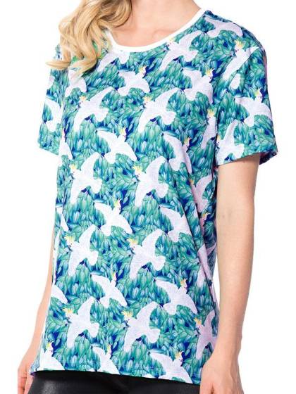 Mode féminine été chaud impression 3D colombes coton manches courtes en vrac T-shirt décontracté hauts