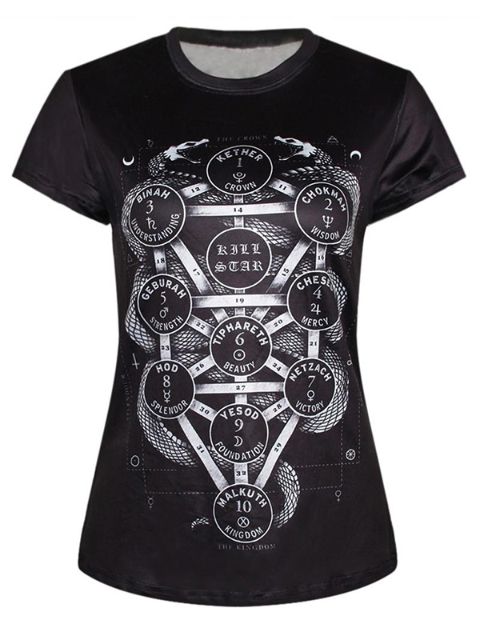 New Summer Moda Feminina Preto Digital Impresso T-shirt mangas curtas Casual Tees