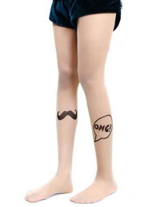 Collants de collants de modèle OMG de tatouage de nu opaque mignon sexy de mode