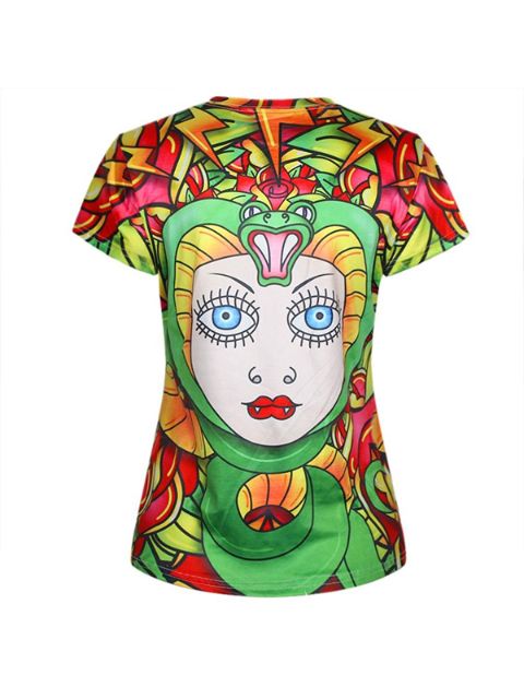 Femmes Clubwear Tee Débardeurs Serpent Femme Imprimé Numérique À Manches Courtes D&#39;été Gothique T-shirts