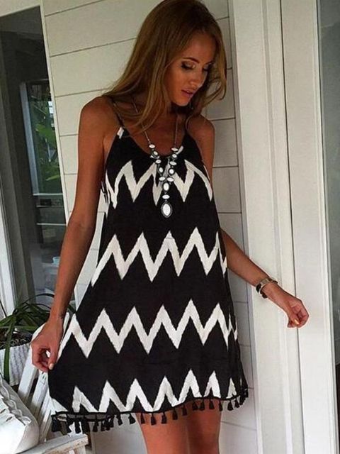 Kvinders hot mode sexet blomsterprint ærmeløs linje hals Mini Bodycon slank kjole