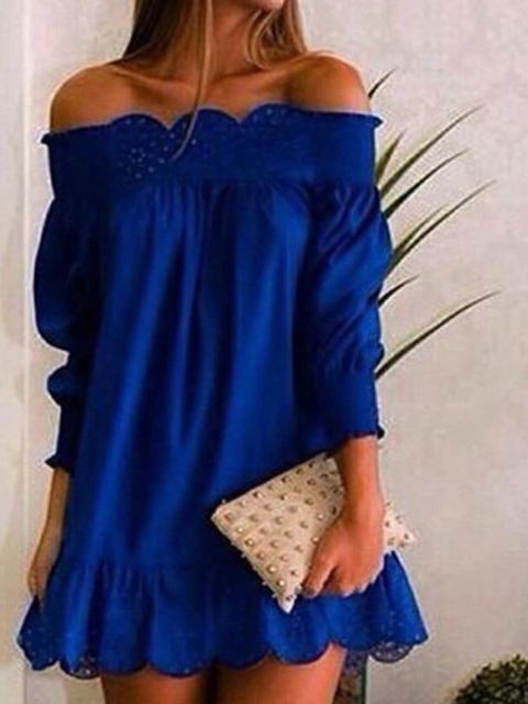 Kvinnors heta mode axelbandslös kort ärm Sexig smal Bodycon kort långärmad klänning