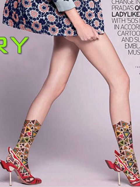 Kolmionmallinen naisten muoti suloinen tyttö tatuointi sukat legginsit sukkahousut läpinäkyvä