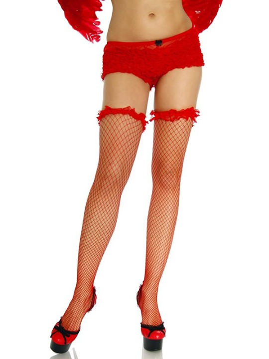 Moda de mujerX&#39;mas Red Fishnet medias apretadas / w encaje top vintage Lencería