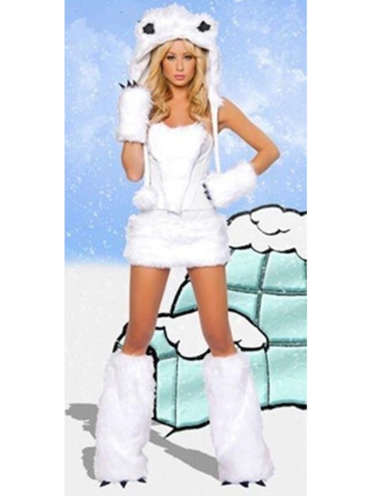 Xmas Gift Damdräkter Handgjorda Deluxe Faux Fur Vintage Isbjörndräkt Full Set