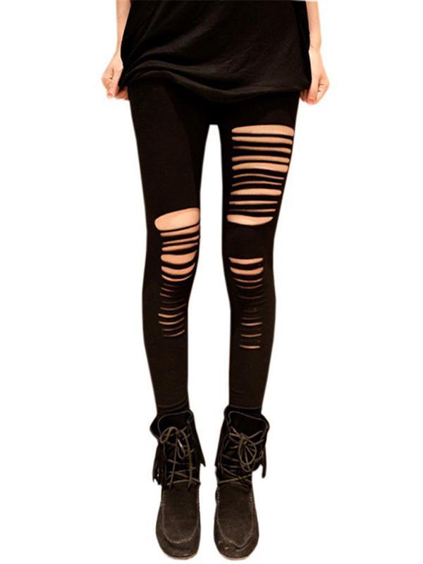 Koreanische Mode unregelmäßige Löcher in den vorderen neun Mini-Hosen aus Baumwolle Leggings ausgeschnitten