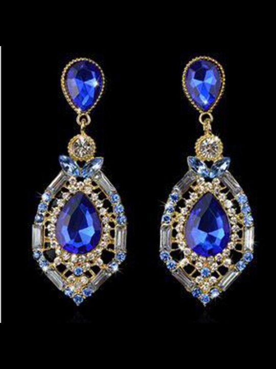 Naisten muoti vintage kuuma tekojalokivi korvakorut repiä pisara muotoinen korvakorut lasi korvakorut juhliin