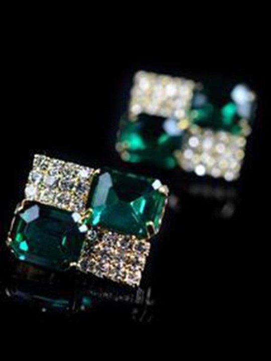 Konur tíska Diamond rhinestone eyrnalokkar rúmfræði eyrnalokkar gler eyrnalokkar fyrir aðila