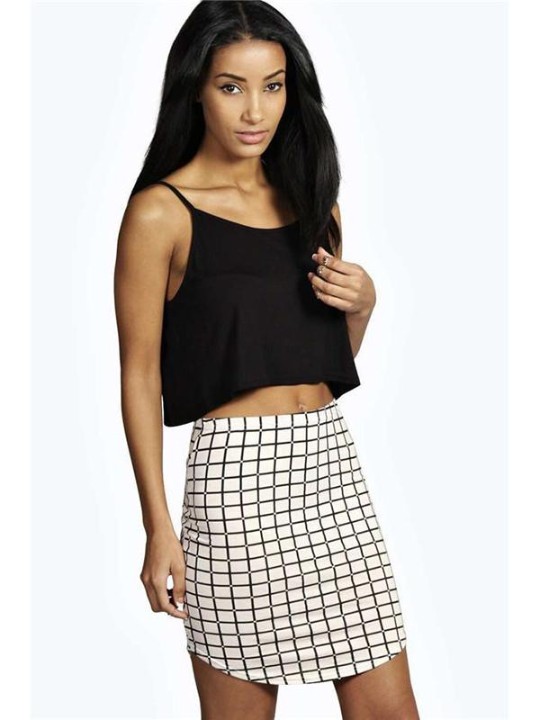 Damenmode Basic Black Modal Crop Camisole Top