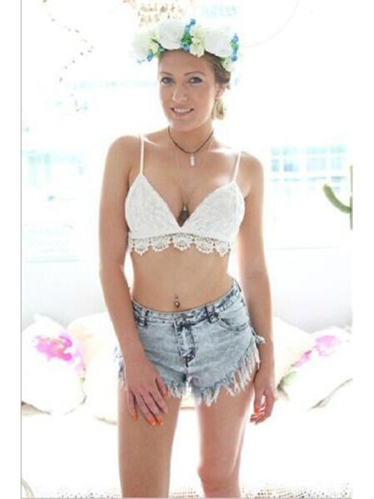 Blommig spetsfodrad bralette-bh-topp för kvinnor Wonderwire-bh sommarmode