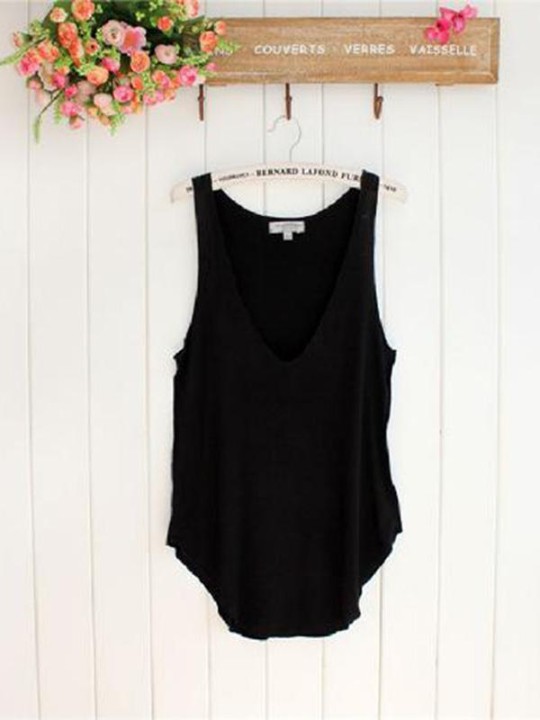 Camisas das mulheres t sem mangas baixo profundo v neck top mulheres algodão colete solto multi cor tanque