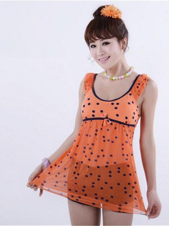 Traje de baño de primavera y verano de las mujeres Rayas Halter de malla Profesional cubierto vientre Tankinis punteado Monokini