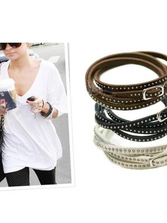 1 stk unisex punk rock flerlags læder nitte studs armbånd armbånd wrap manchet