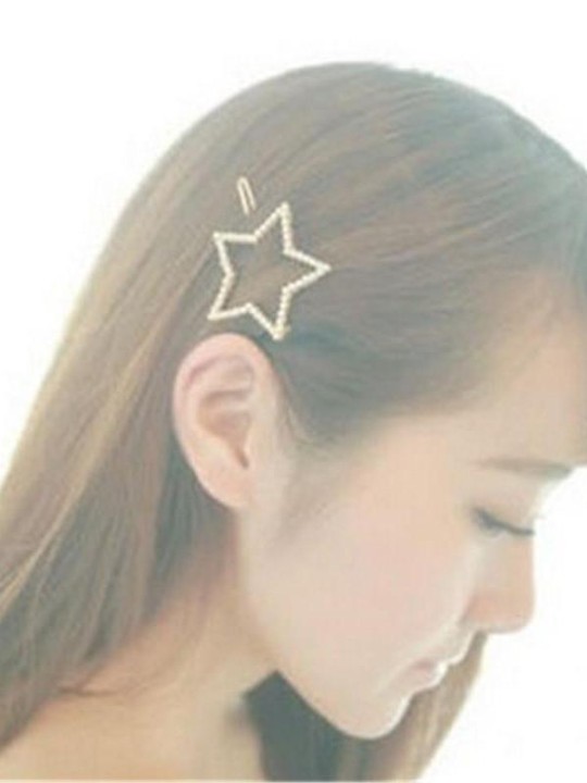 Estilo coreano Jóias Diamond Pearl Star / Flor Hairpin Top Folder Hairpin