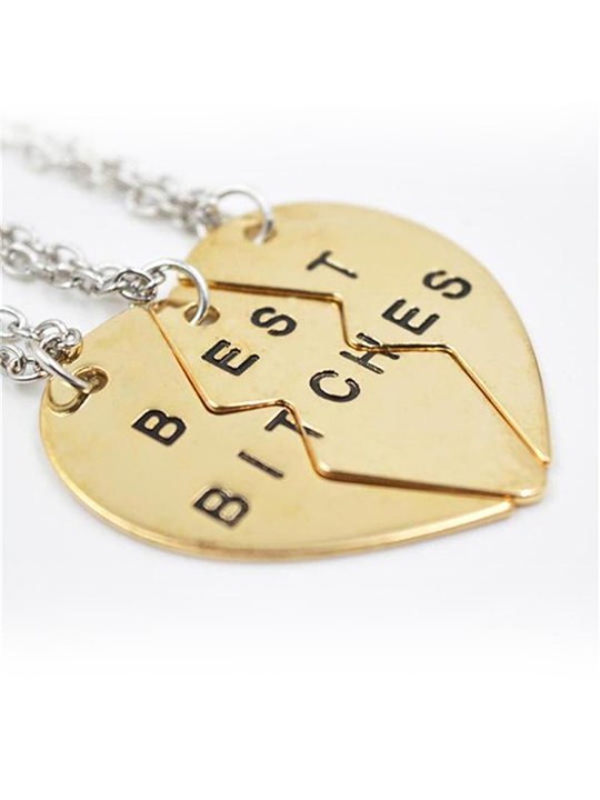 Bästa tikar Bästa vänner för alltid BFF Valentine Heart Pendant Necklace Chain