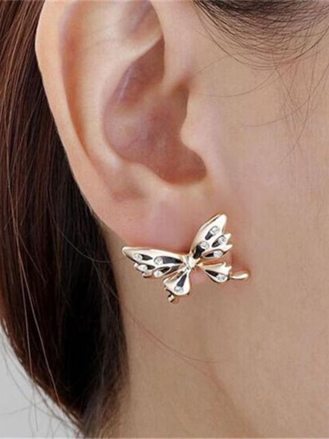 Ny mode krystal skønhed kvinder sommerfugl manchet øre klip wrap 1 stk gave