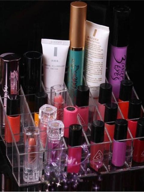 1pcs New Useful 24 Makeup Lipstick Cosmetic Storage Display Stand Holder (Color Transparent)