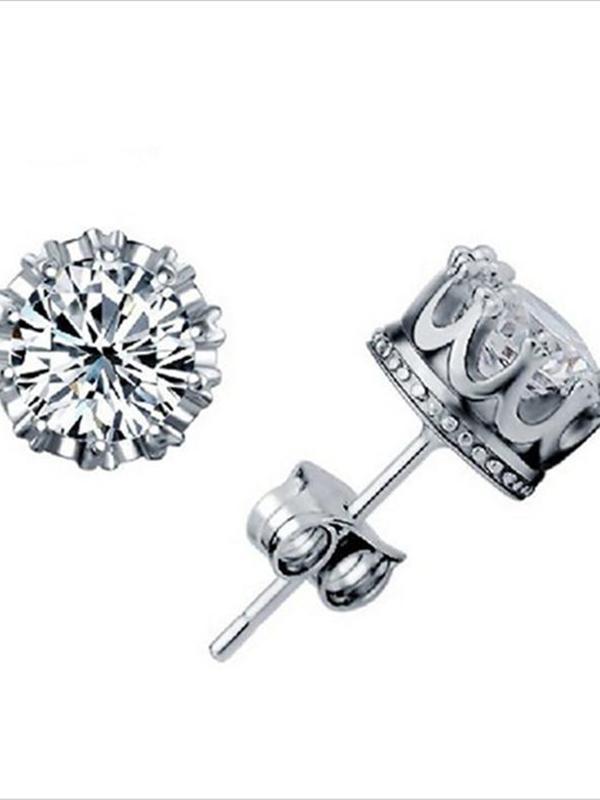 Muoti naisten hopeoidut kristallikruunukorvakorut (väri hopea)