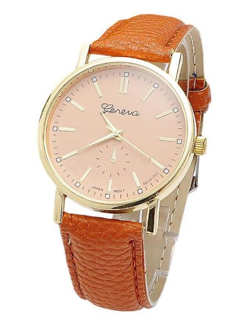 Damemode Candy Color Round Dial Quartz Analog Læder Armbåndsure